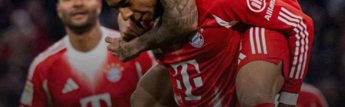 德甲-凯恩点球双响迪亚斯戴帽 拜仁5-1十人霍芬海姆